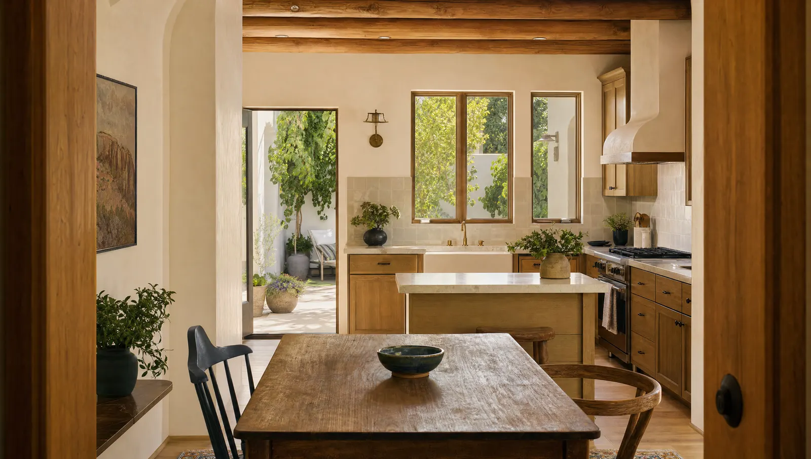 AI-generated oak kitchen used in the sample social post